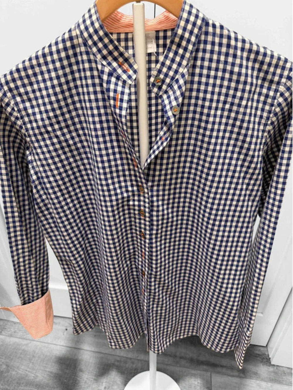 Song & Thorne Navy Gingham Striped Cuffs & Collar